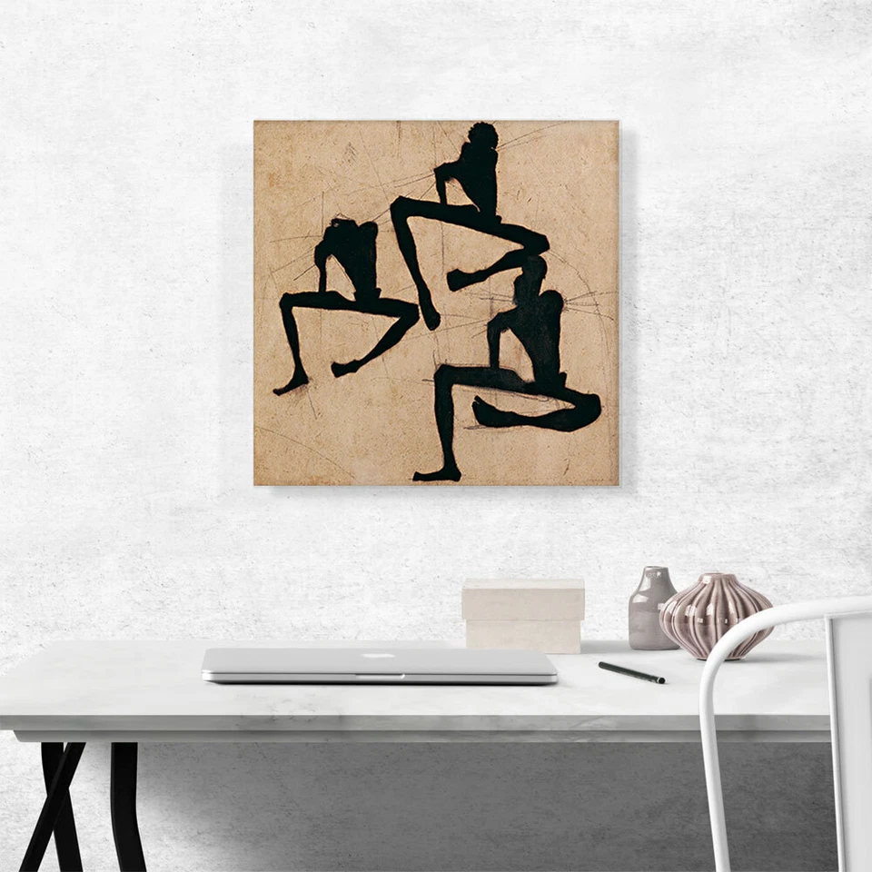 Impresión artística en lienzo de Composición con tres desnudos masculinos de 1910 de Egon Schiele Foto 2 de 4