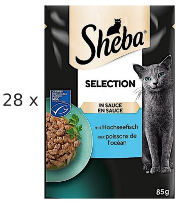 SHEBA Selection in Sauce mit Hochseefisch, Fisch + Soße - 28 x 85 g (  14,14/kg)
