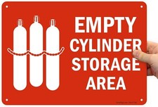 SmartSign "Empty Cylinder Storage Area" Sign  10" x x 14", White on Red