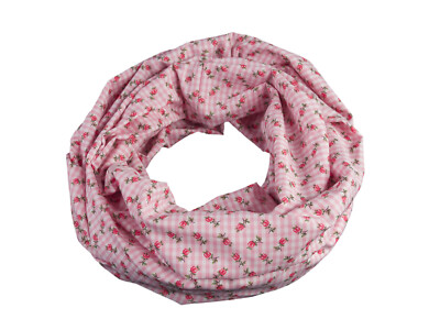 Damen-Rundschal Rosen Vichykaro rosa weiß ca. 25 cm x 140 cm 100% Baumwolle