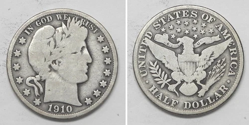 X5906  1910 Barber Half Dollar 50c, VG