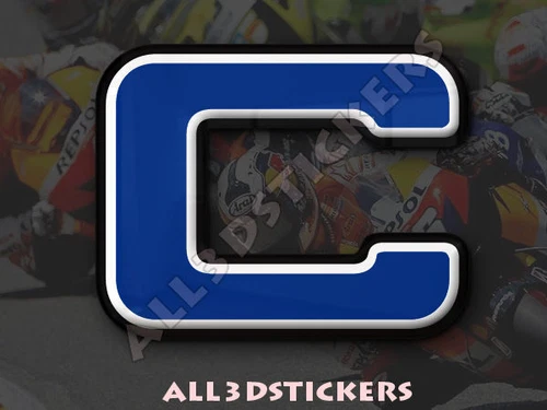 3D Stickers Resin Domed LETTER C - Color Blue - 100 mm(4 inches) Adhesive Decal