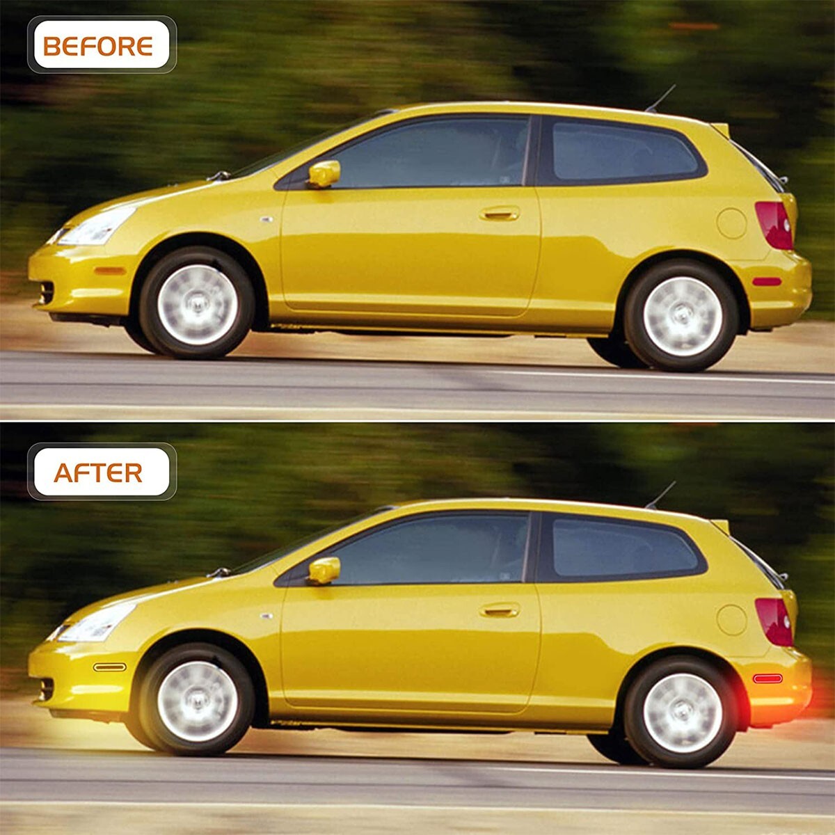 Smoked LED Side Marker Lights For 2002-2005 Honda Civic Si EP3 – Front & Rear (Red/Amber)