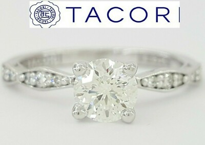 0.72 ct Sculpted Crescent 46-2RD55 TACORI 18K Round Diamond Engagement Ring GIA