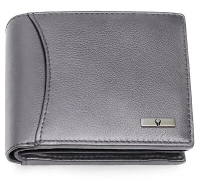 Neuf Homme Cuir Véritable Rfid Protected Bi-Pliable Portefeuille Porte-Cartes - Photo 1/4
