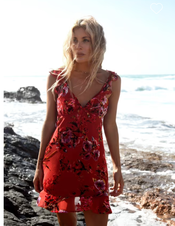 Rat & Boa Dress Size XS AU 6 US 2 Romy Red Floral Mini Backless Ruffles