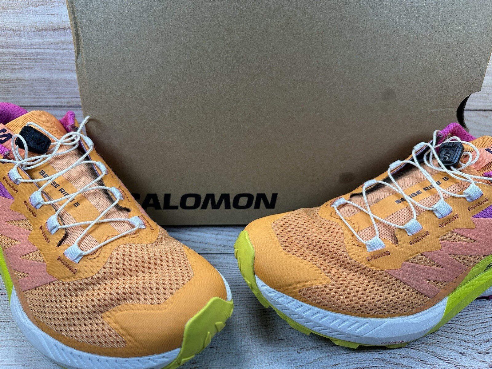 Scarpe da trail running Salomon Sense Ride 5 arancione viola stringate taglia 10 **PULITE*