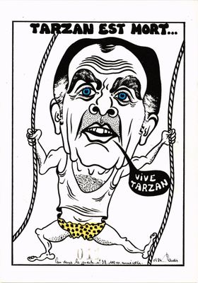 Old postcard AK LARDIE caricatures - Tarza is dead... Vive Tarzan (304301)