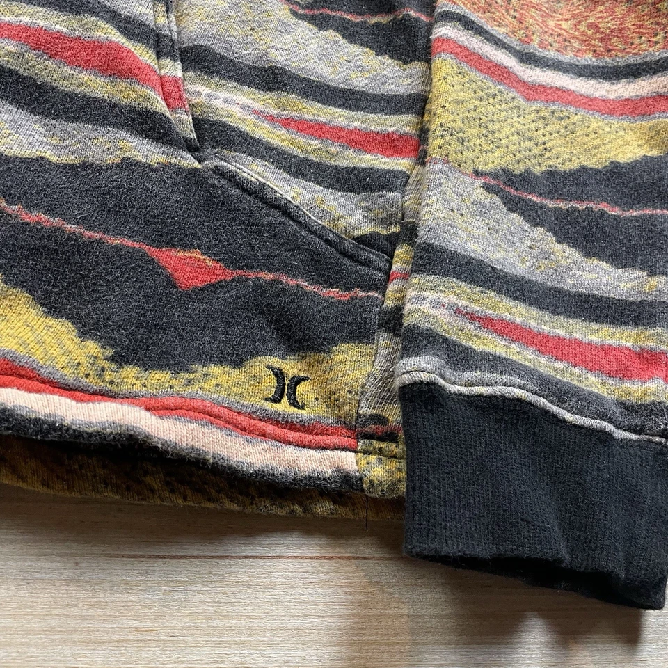 Sudadera con Capucha De Colección Y2K Hurley Sherpa Forrada Capucha M Azteca Estampado Completo Cyber Goth Foto 2 de 4