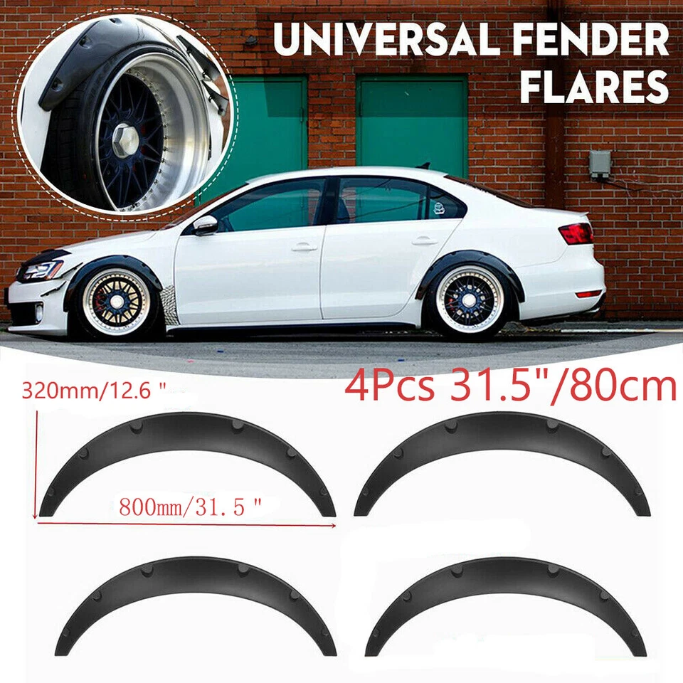 Kit de carrocería extra ancha negro brillante arcos de rueda guardabarros llamaradas para Honda Civic de 3,1" Foto 3 de 4