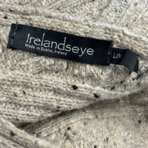 Irelands Eye Wool Poncho One Size Light Brown Cable Ribbed Knit Merino Wool - Picture 7 of 8