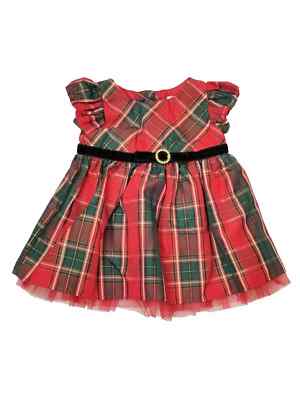 Infant Girls Red Gold & Green Plaid Christmas Holiday & Party Dress | eBay