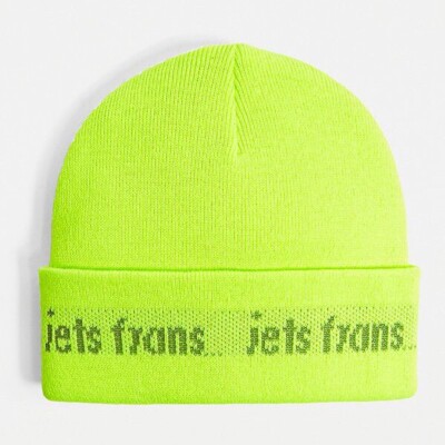 Urban Outfitters iets frans gelb reflektierende Beanie Mütze NEU KOSTENLOSER UK-VERSAND 