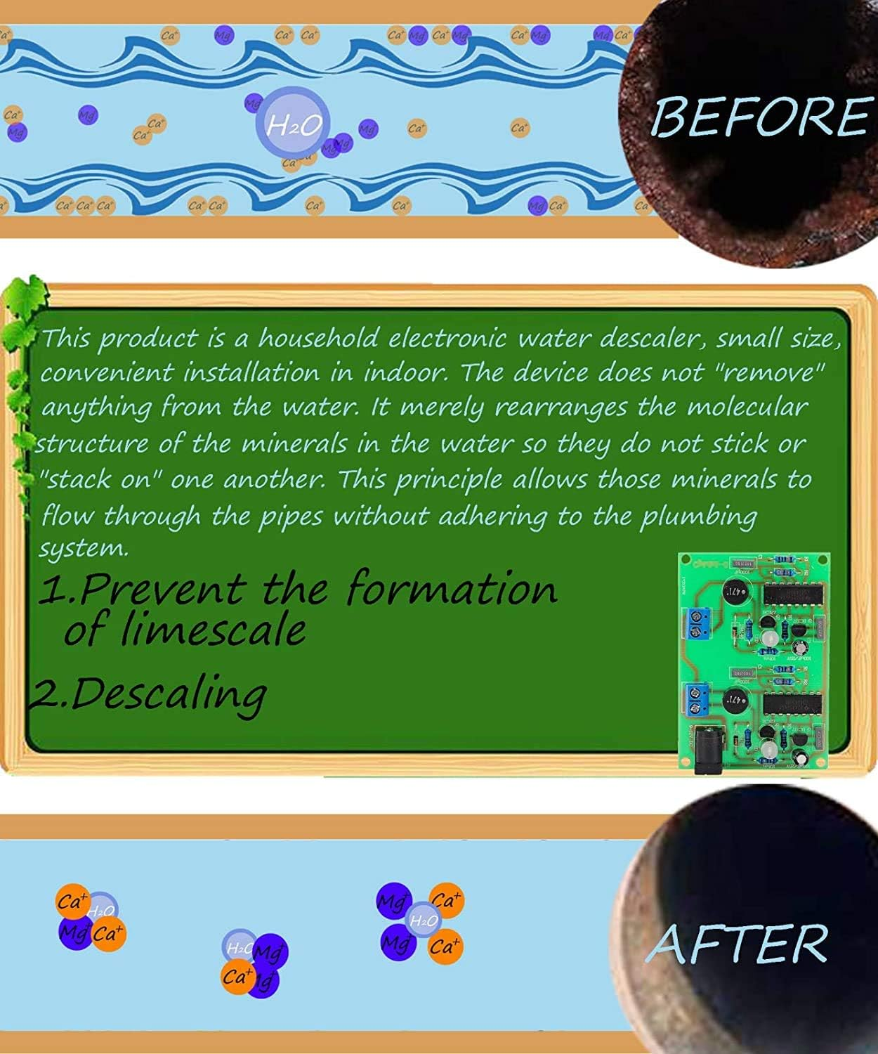 Electronic Descaler Water Conditioner Hard Water Softener for Copper