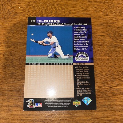 1997 Upper Deck #349 Ellis Burks Colorado Rockies Baseball A6 | eBay