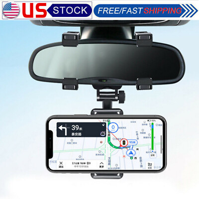 Universal 360° Car Rear-view Mirror Mount Stand Holder Cradle For Cell Phone GPS
