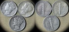 Mercury Dime : Lot 3 Coins 1942 + 1944 + 1945D IRUS1303
