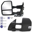 Pair Towing Mirrors Power Heated For 2008-2016 Ford F350 Super Duty Black Cap