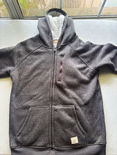 Weatherproof Men’s Gray Full Zip Hooded Waffle Knit Lined Hoodie Pockets L