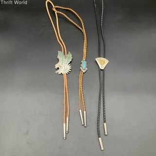 Vintage Western Bolo Tie Lot of 3 Southwestern Horse Eagle Turquoise Cowboy