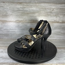 Michael Kors Women’s Evie Black Leather Strappy High Heeled Pumps Size 6