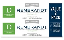 2 Pack Rembrandt Deeply White + Peroxide Whitening Toothpaste, Peppermint Flavor