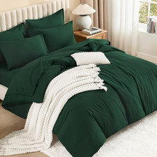 King Size Comforter Set Dark Emerald Green - 7 Pieces Bed in a Bag King Bedding
