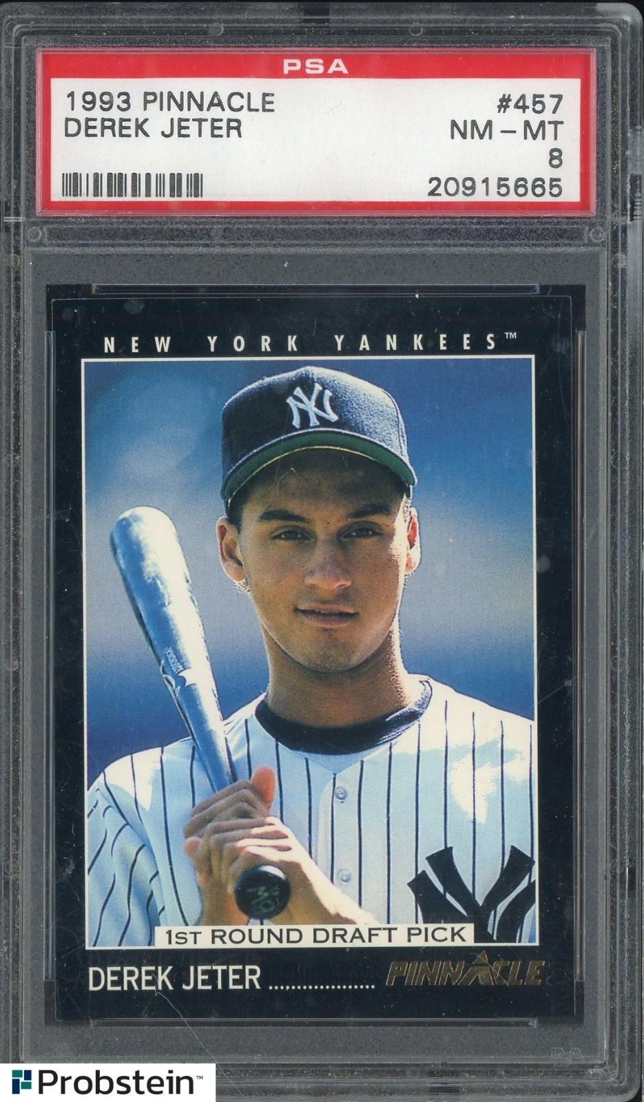 1993 Pinnacle #457 Derek Jeter New York Yankees RC Rookie HOF PSA 8 NM-MT view 1