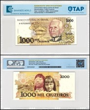 Brazil 1000 Cruzeiros, 1990 ND, P-231a, UNC, Authenticated