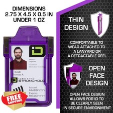 Identity Stronghold 5pc RFID Badge Holder Purple 1 Card Heavy Duty