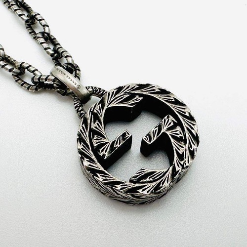 Gucci Interlocking G Arabesque Gravur Anhänger Halskette Sterling Silber 925 - Bild 6 von 13