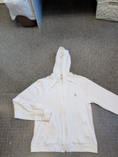 MENS ORIGINAL PENGUIN FULL ZIP WHITE HOODIE SIZE LARGE HOODED SWEATSHIRT