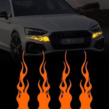 4 Pcs 11.4'' Flame Reflective Sticker for Vinyl Racing Sports Fl Color: Orange
