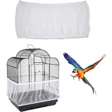 Adjustable Elastic Bird Cage Cover Breathable Nylon Mesh Seed Catcher Guard for