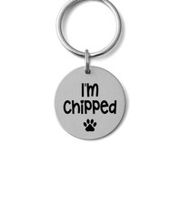 I'm Chipped Pet ID Tag  Dog Or Cat Collar Charm  Microchipped Pet Tag