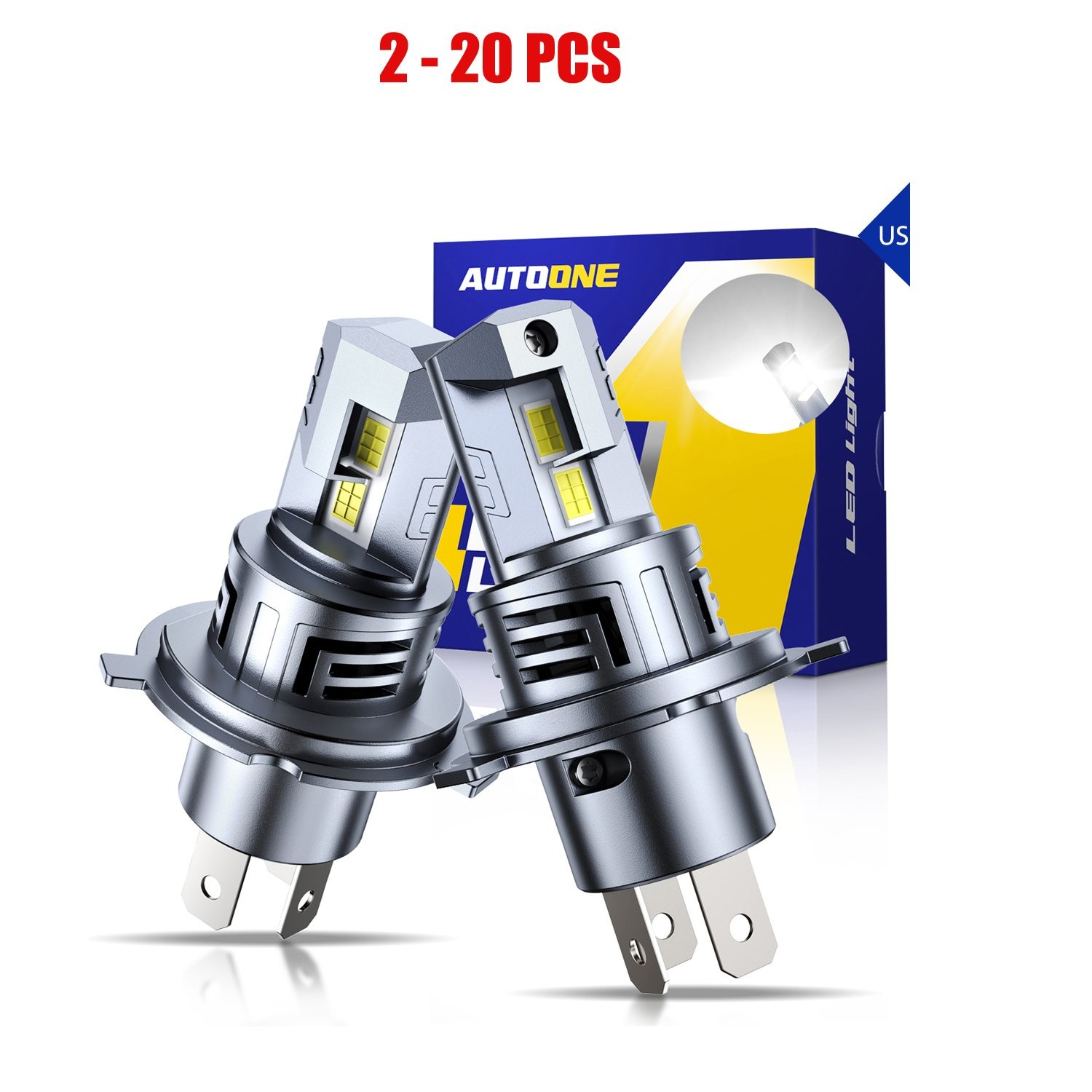 2-20X H4 LED Headlight Bulb CANBUS High Low Beam 6500k 24000LM Super Bright 20S