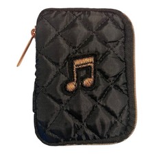 MYTAGALONGS Zippered Ear Bud Case/AirPods Travel Case Black Pink Music Note