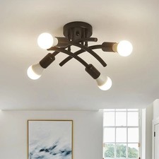 Ceiling Light Fitting Brushed Chrome 4 Arm Crossover Shades Lampshades LED UK