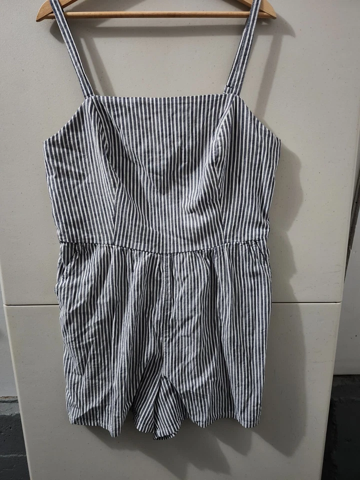 Mameluco antiguo azul marino para mujer XL azul cami sin mangas a rayas mezcla de algodón nuevo Foto 2 de 4