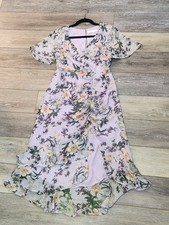 Floral Print Maxi Dress with Ruffled Hem and Short Sleeves