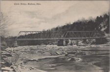 Clyde Bridge Madison Ohio OH 1907 Truss Winter Postcard