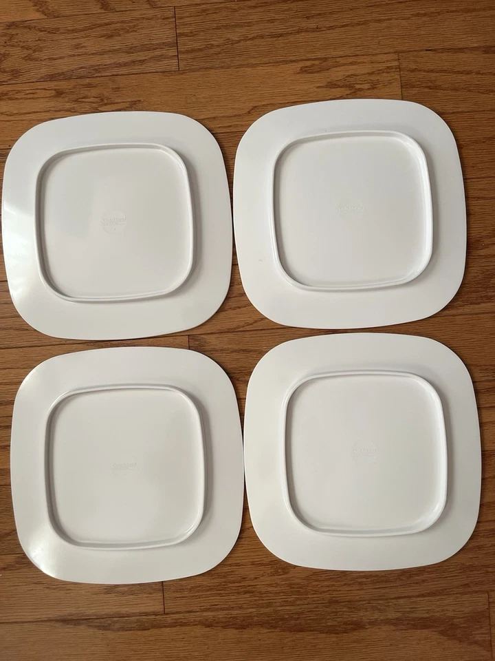 Lot Of 4 Crate And Barel Melamine Black/white 10” Square Plate  - Image 2 of 2
