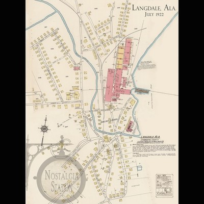 Langdale Alabama 1922 Restored Map West Point Lake Harding Valley FREE SHIPING!
