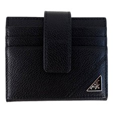 New Prada Black Vitello Grain Leather Card Bi...