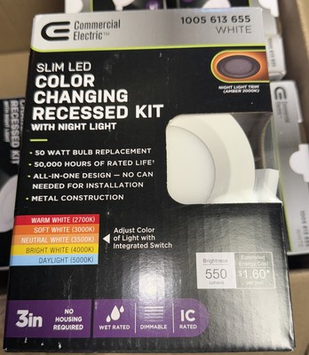 Color Changing Slim Canless LED Recessed Light Trim w/ Night Light 3 in.