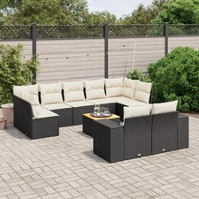 Garden Sofa Set Black Poly Rattan Large Modular Garden Sofa Set