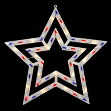 17 In. Lighted Red White and Blue Patriotic Star Window Silhouette Decoration