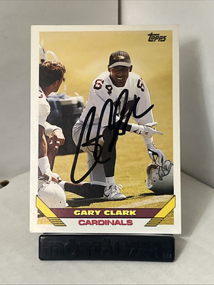 gary clark In Person Auto 1993 topps Football #321 Redskins Star Pro Bowler