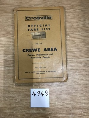 Vintage Railway Train Book Crossville Official Fare List Crewe Area