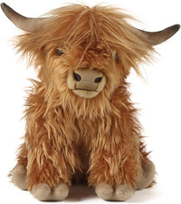 Living Nature Highland Cow Brown Stuffed Animal  Premium Plush Farm Toy  Soft